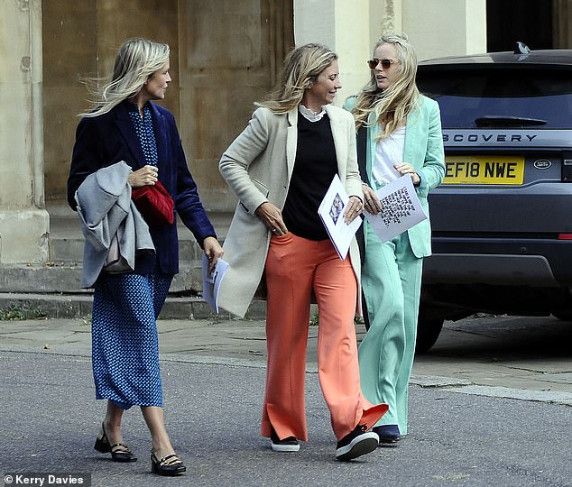 Cressida arrives at St Luke's church in Chelsea, west London for Pandora's memorial service