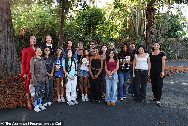 Dr. Stephanie J. Hull, Larissa May, Meghan Markle, The Duchess of Sussex and a group of tweens seen at Girls Inc. of Greater Santa Barbara earlier this month