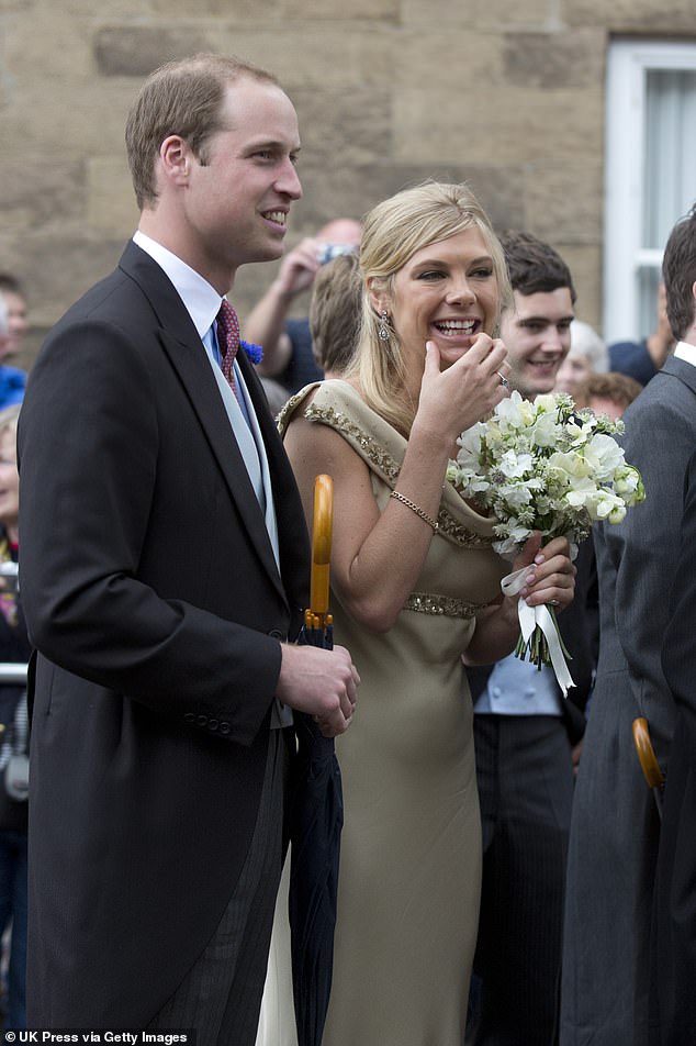 Chelsy smiles with Prince William at the wedding of Melissa Percy and Thomas van Straubenzee in 2013