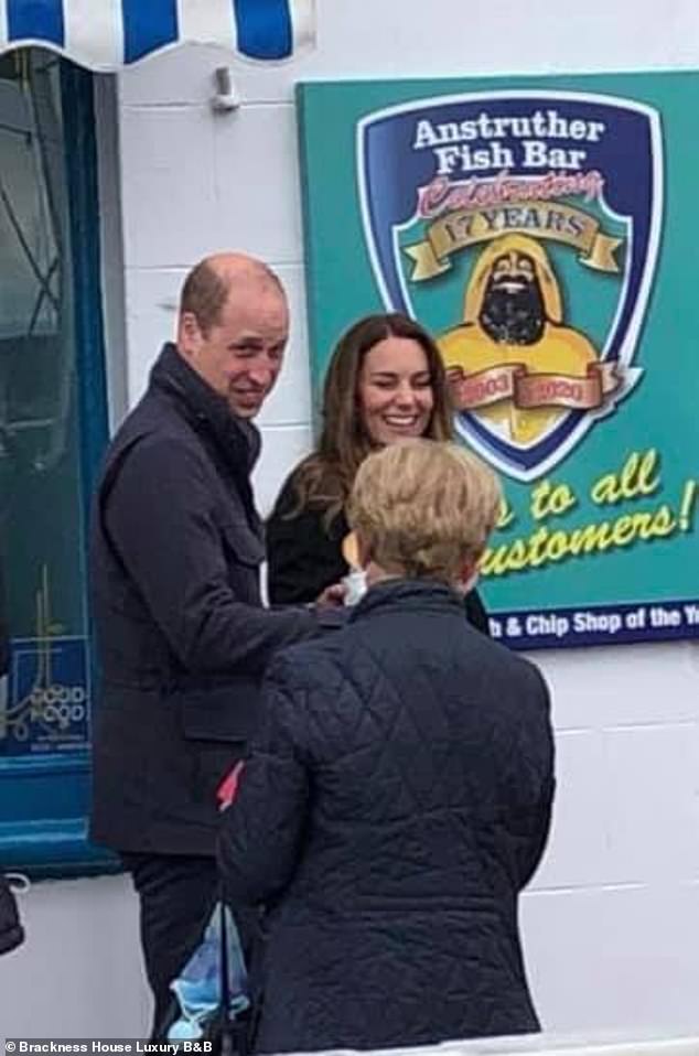 William and Kate visiting a fish and chip shop in Anstruther, Scotland in 2021