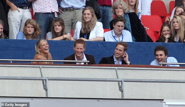 Lady Jane sitting behind Harry and William at a benefit concert  to commemorate what would have been Diana's 46th birthday in 2007