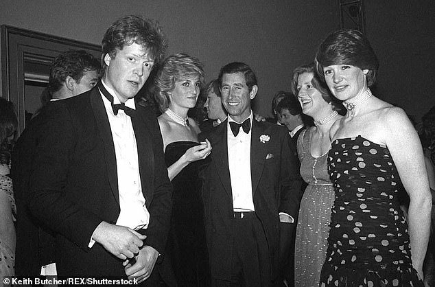 Princess Diana celebrating the 21st birthday of her brother, pictured left, with her then husband Prince Charles, Lady Jane Fellowes and Lady Sarah McCorquodale, 1985