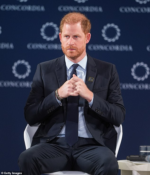 Prince Harry appeared 'nervous' and 'anxious' at an event in New York today, a body language expert has claimed