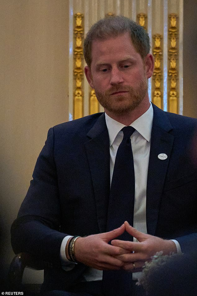 Prince Harry, 40, looked solemn faced as he attended the Halo Trust's anti-landmine event in New York