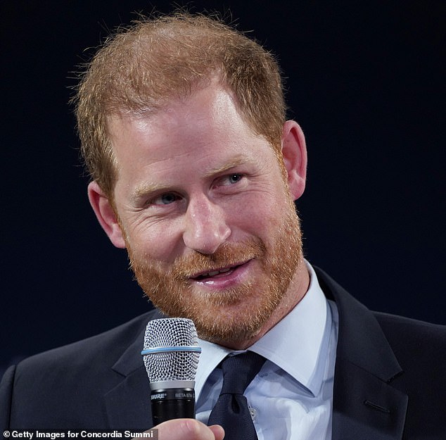 The Duke of Sussex (pictured yesterday) might cross paths with the American journalist who claimed in her memoir that he stunk of cigarettes and 'oozed booze from every pore' in New York today