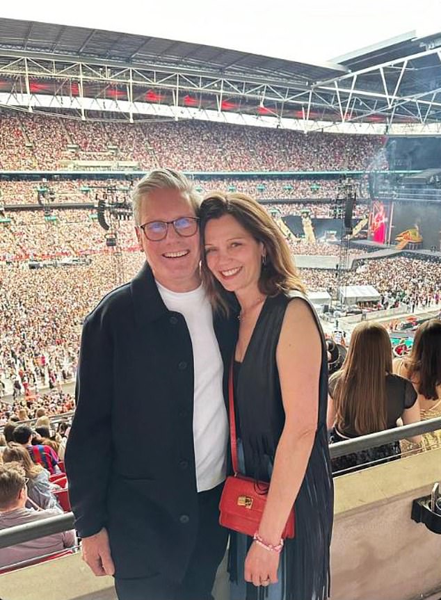 Sir Keir also received free tickets to the Taylor Swift show, where he was pictured hugging his wife Victoria