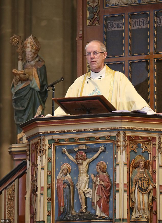 Welby leading the service at Harry and Meghan's wedding at St George's Chapel in 2018