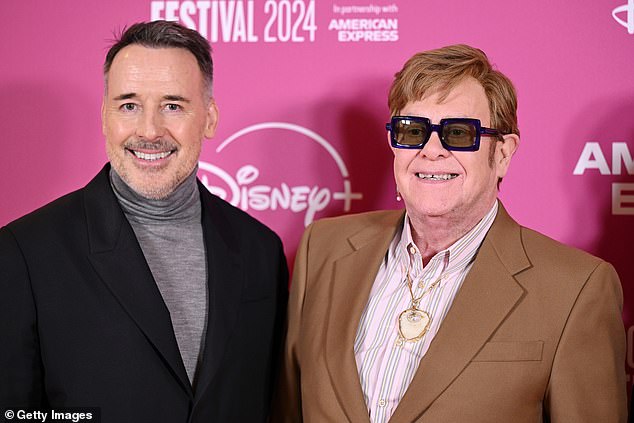 David Furnish and Elton John attend the "Elton John: Never Too Late" Headline Gala during the 68th BFI London Film Festival