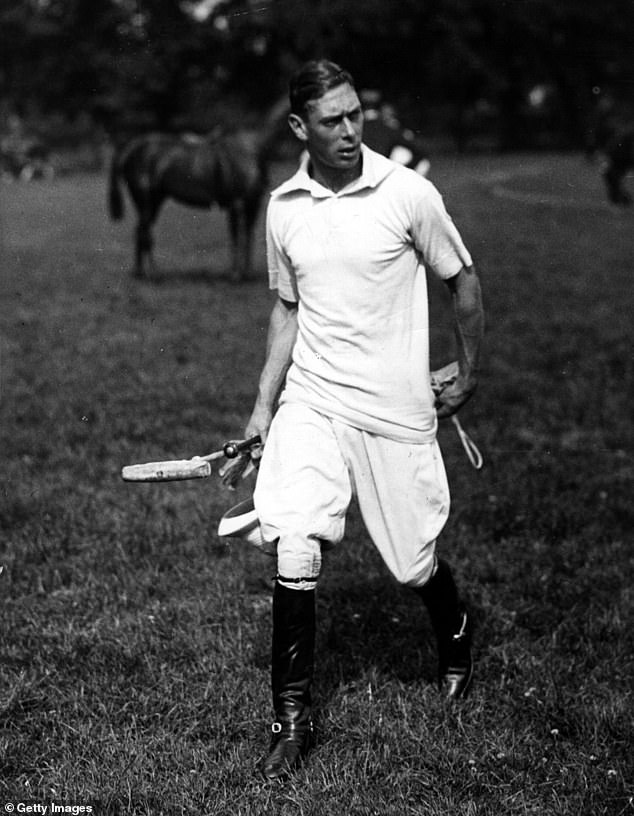 George VI, holding his polo equipment, after playing in a match in Maldon in 1932