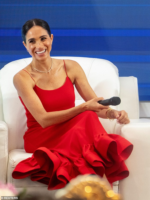 Meghan took centre stage at the Women in Leadership panel event in Nigeria in May this year, which likely influenced her choice of a vibrant red dress by Nigerian designer Orire