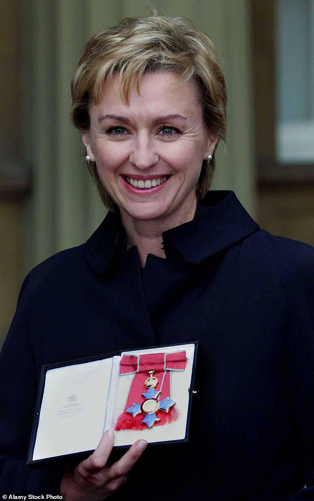 Tina Brown after she received her CBE from British Queen Elizabeth II at Buckingham Palace in London in 2000