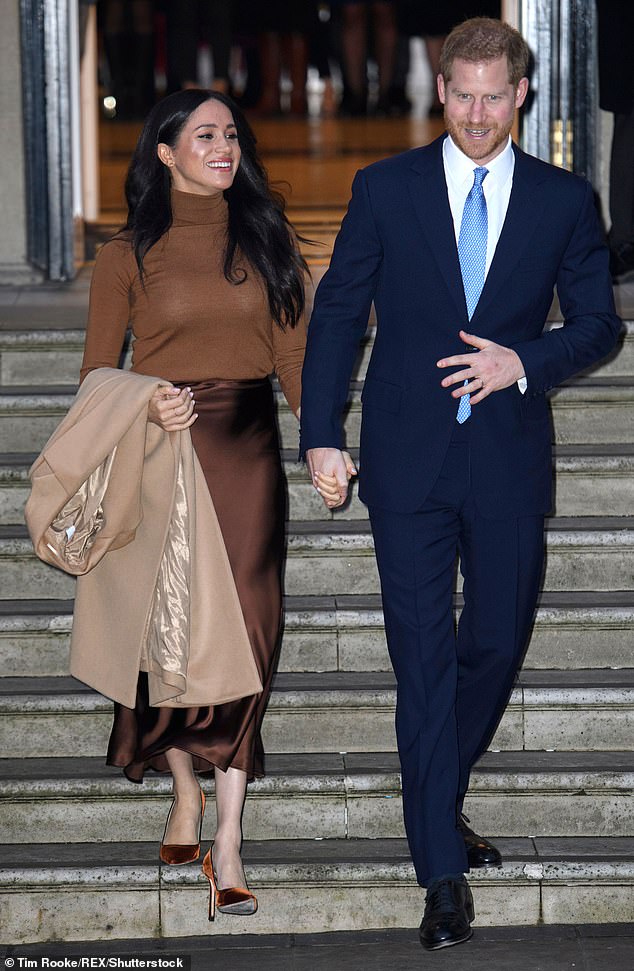 Meghan and Prince Harry visit Canada House, in London in January  2020. Five days later they would dramatically announce they were quitting the Royal Family