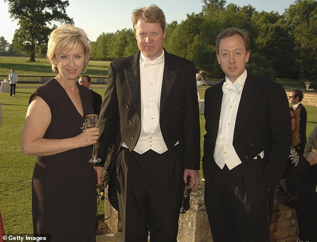 Tina Brown with Princess Diana's brother Charles Spencer and editor Geordie Greig at a charity event at Earl Spencer's home, Althorp House, in Northampton, in June 2006