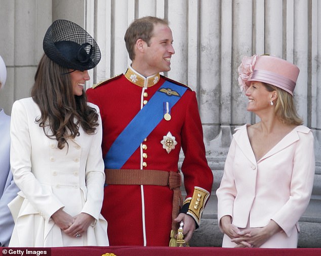 Pictured: the Prince and Princess of Wales and Duchess of Edinburgh on the Buckingham Palace balcony in June 2011