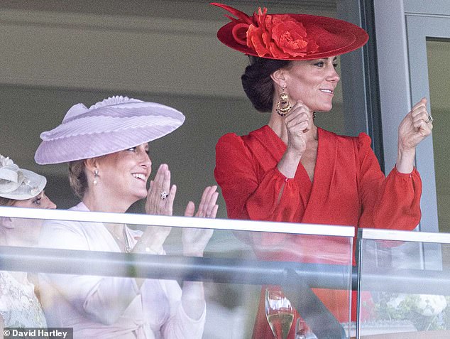 Pictured: The Princess of Wales and the Duchess of Edinburgh cheer on the winner off the Sandringham Stakes at Ascot in 2023