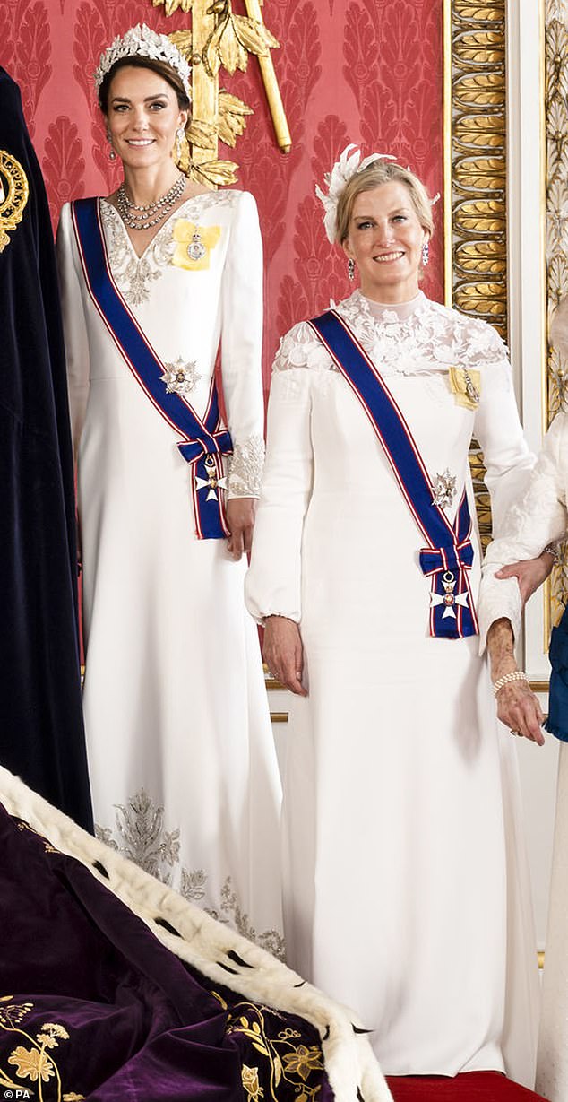 The Princess of Wales and Duchess of Edinburgh also opted for co-ordinating white outfits and similar headpieces for King Charles and Queen Camilla's coronation