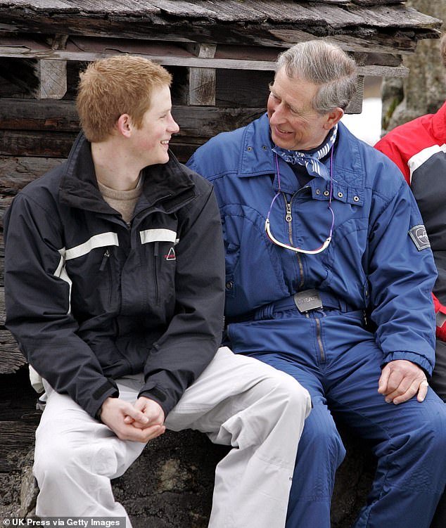 Despite the mound of photo evidence proving the contrary, Prince Harry (pictured in Klosters)  later claimed in his autobiography that there was 'nearly a zero-tolerance policy' on physical contact with senior royals