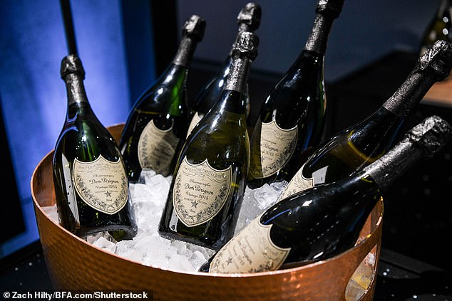 Very few will find a £700 bottle of Dom Perignon champagne (pictured) or £1,538 bottle of Marchesi Antinori Solaia 2016 red wine affordable