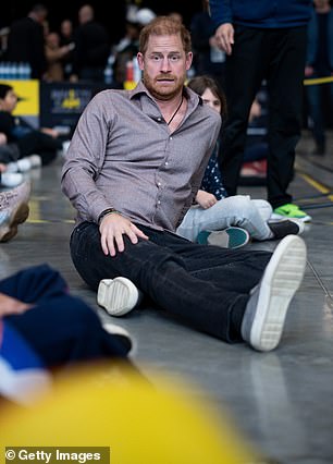 The Duke of Sussex put on an animated display as he played a game of sitting volleyball