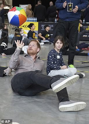 The Duke of Sussex put on an animated display as he played a game of sitting volleyball