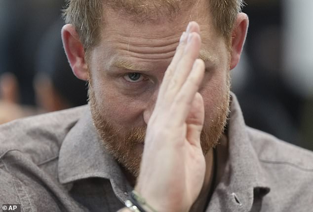 Prince Harry, the Duke of Sussex, at the Seaforth Armoury in Vancouver on Monday