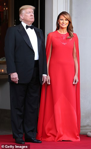 The First Lady wore this red Givenchy gown for a Winfield House dinner in 2019