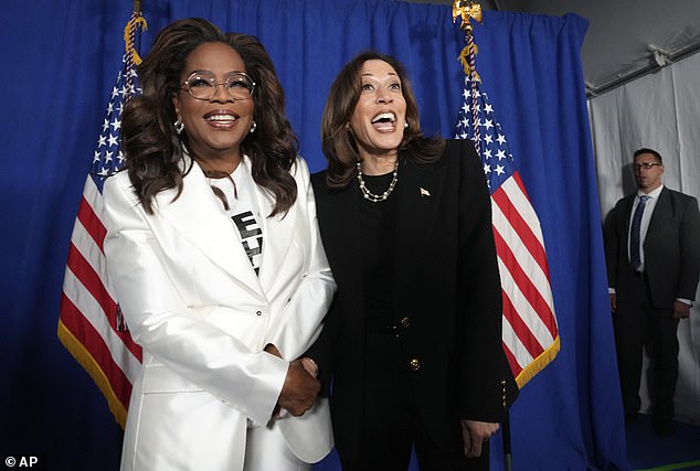 Trump beat Kamala Harris, pictured with Oprah, at the US presidential election