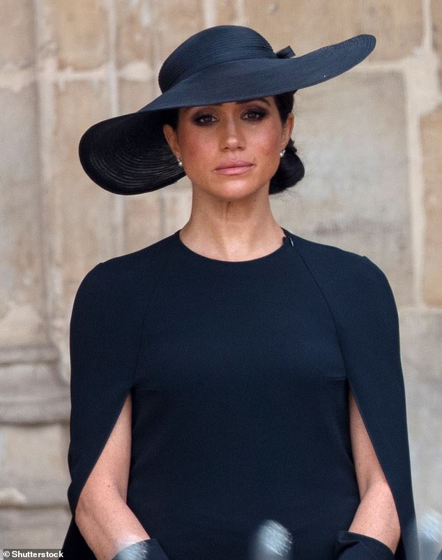 The Duchess of Sussex at the Queen's state funeral at Westminster Abbey in 2022