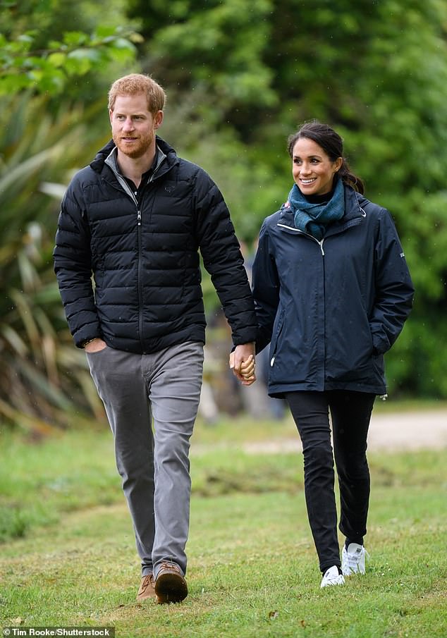 Prince Harry and Meghan in New Zealand on a royal tour of a national park in 2018