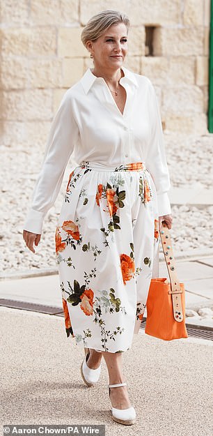 On her recent trip to Malta, Sophie embraced florals with a striking Erdem skirt, featuring the brand's signature 'Cavendish Rose' print and soft pleats for added volume