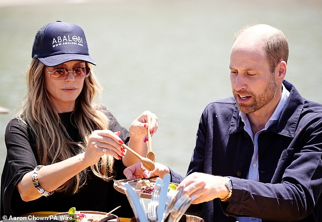 Later in the day he joined his A-list Earthshot ally, German model Heidi Klum, for lunch on the harbour