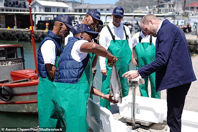 The royal also took part in a weighing exercise for the fish