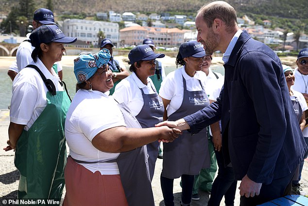 The Prince of Wales was warmly welcomed by many in the fishing community as he shook hands with people at Kalk Bay Harbour