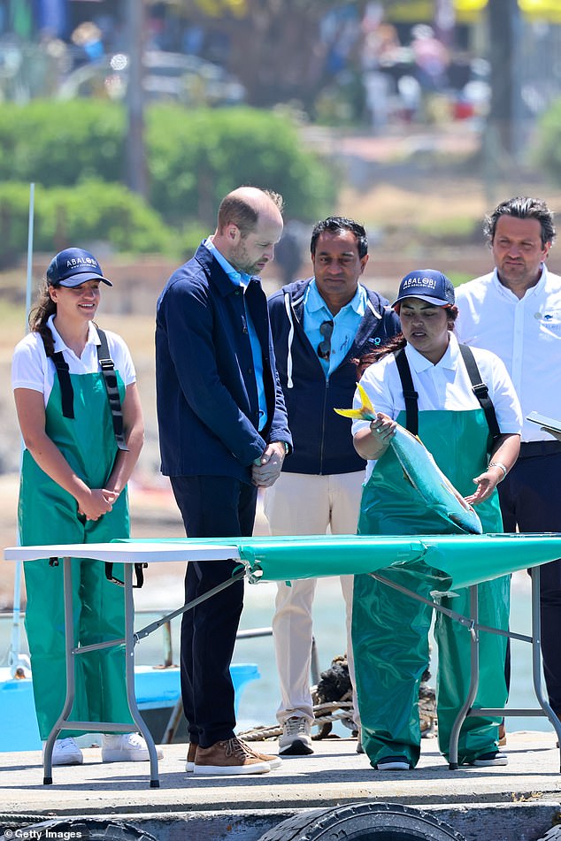 He appeared to have a lesson in gutting and cleaning fish after returning to the land following his trip on the high seas