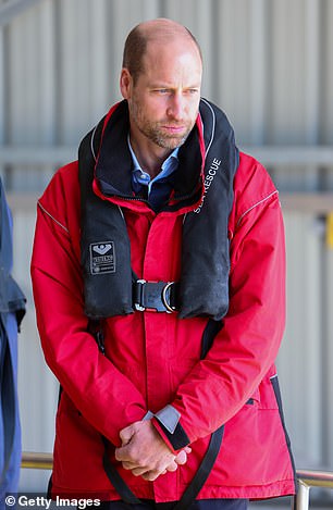 William donned a buoyancy aid and a bright red coat