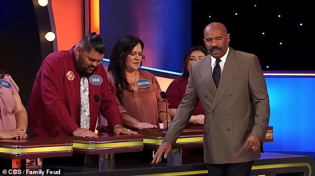 In the latest episode of Family Feud, the Hernandez family (pictured) went head-to-head with the Colleys - and were tasked with providing the six most well known facts about the Duke of Sussex