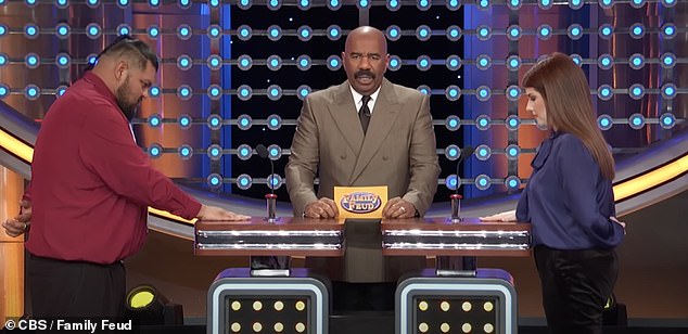 At the beginning of the round, host Steve Harvey (pictured) invited one member from both teams to approach the podium and told them that this round was about Prince Harry