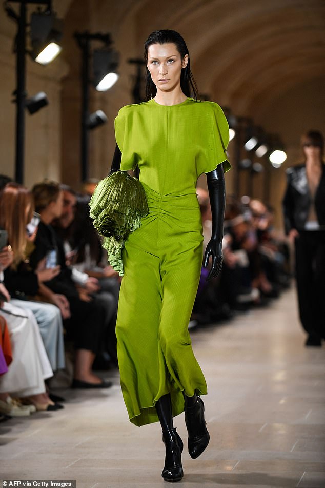 Supermodel Bella Hadid debuted the dress, part of Victoria Beckham's spring/summer 2023 collection, in Paris in 2022