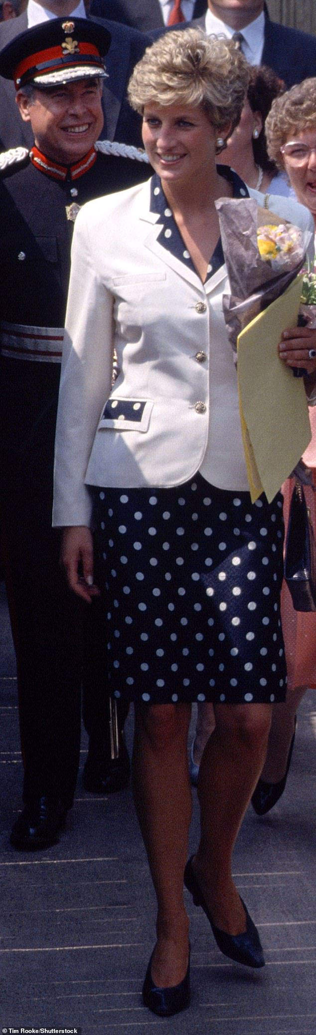 In the early 90s, Paul Costelloe designed a standout polka dot ensemble which quickly became one of Diana's favourite outfits