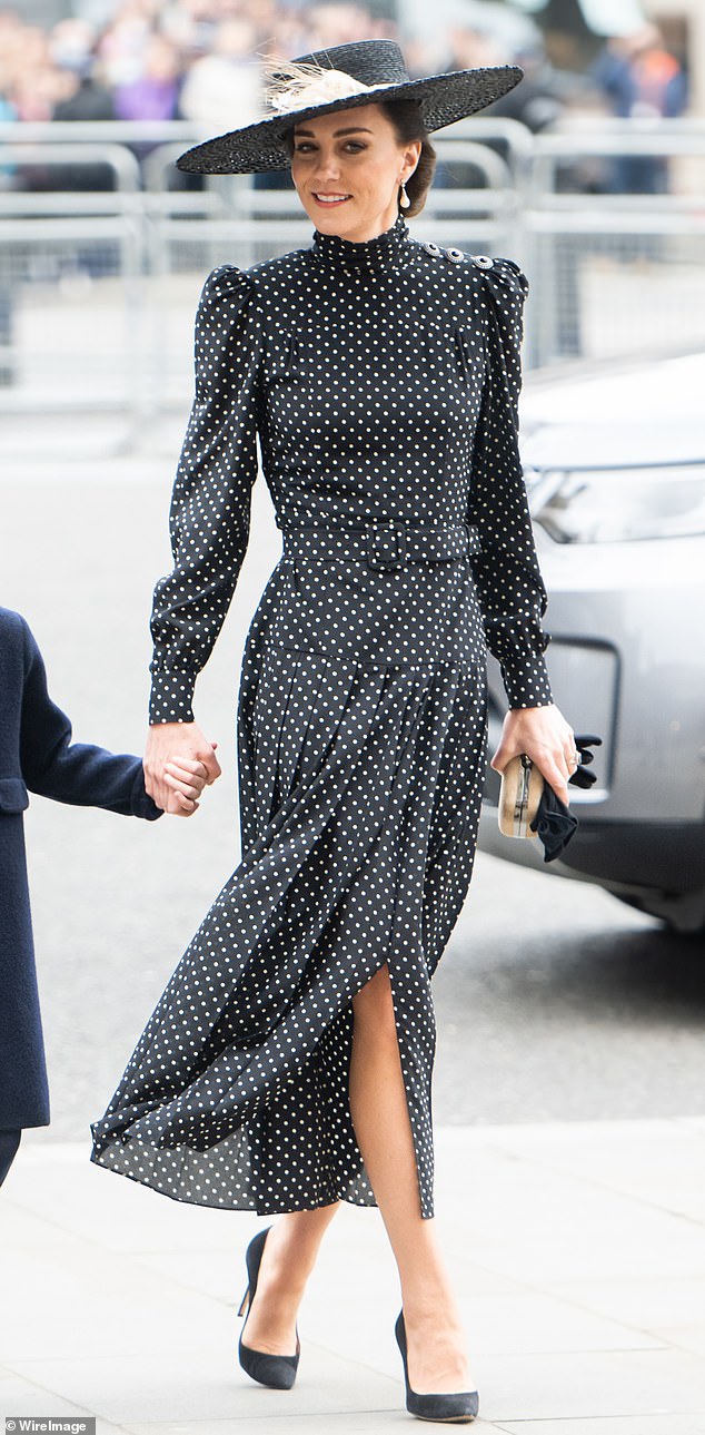 Kate embodied timeless elegance in a stunning Alessandra Rich dress which she wore to attend the Service of Thanksgiving for Prince Philip in 2022