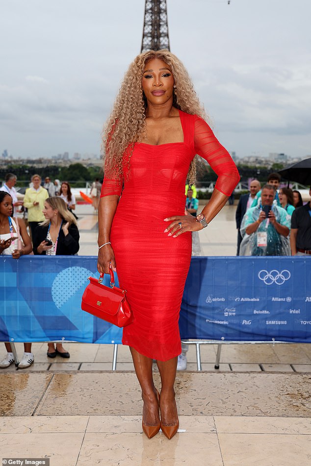 Style icon Serena Williams kept all eyes on her in a figure-hugging mesh dress by Dolce & Gabbana