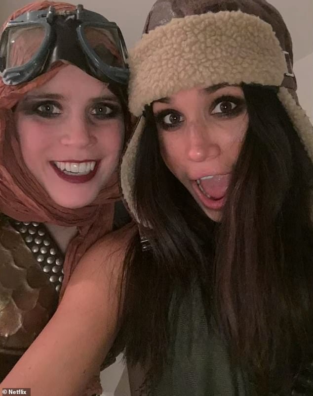 Meghan and Princess Eugenie are seen celebrating Halloween together in pictures unearthed in the Sussexes' Netflix documentary