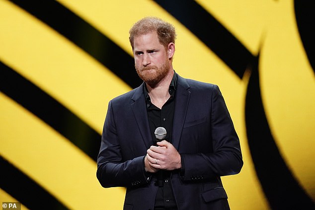 The Duke of Sussex speaking during the closing ceremony of the Invictus Games in Dusseldorf