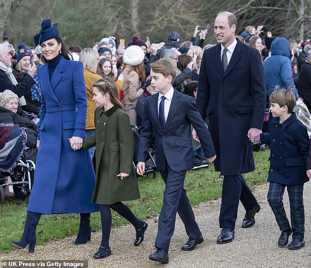 The Wales's at the Christmas Day service at St Mary Magdalene Church on December 25, 2023