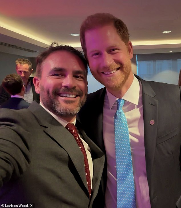 Wood, 42, snapped a selfie with Harry, 40, when the duo crossed paths at the 2024 WellChild Awards in London earlier this year