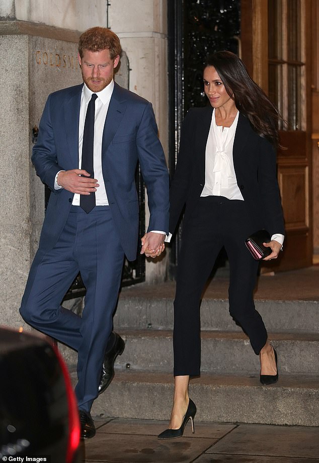 Prince Harry and then-fiancee Meghan Markle seen leaving the 2018 Endeavour Fund Awards that were held in London