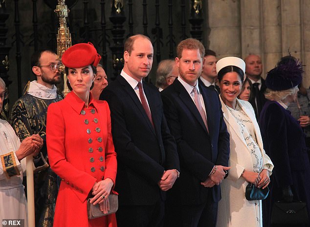 Prince William and Kate with Prince Harry and Meghan during the Commonwealth Day service at Westminster Abbey in March 2019