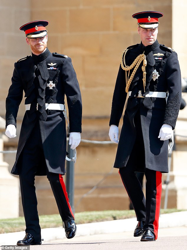 Prince Harry and Prince William arrive at St George's Chapel, Windsor Castle, ahead of Prince Harry's wedding to Meghan Markle on May 19, 2018