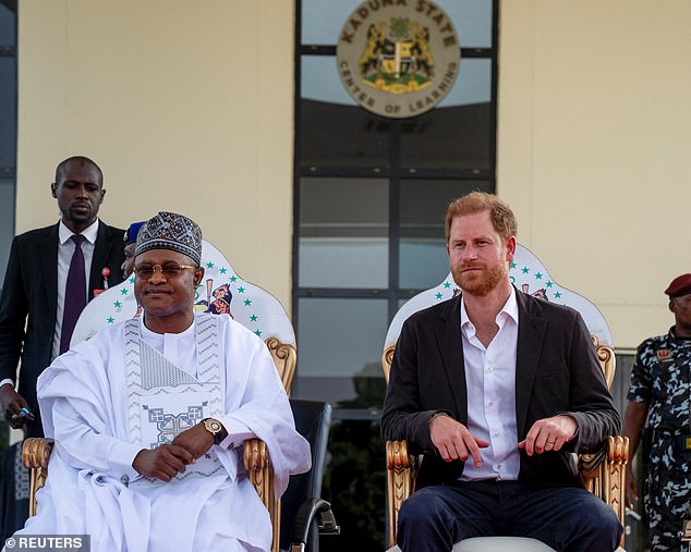 Pictured: Prince Harry with Kaduna Governor Uba Sani at the Kaduna State Government House in May