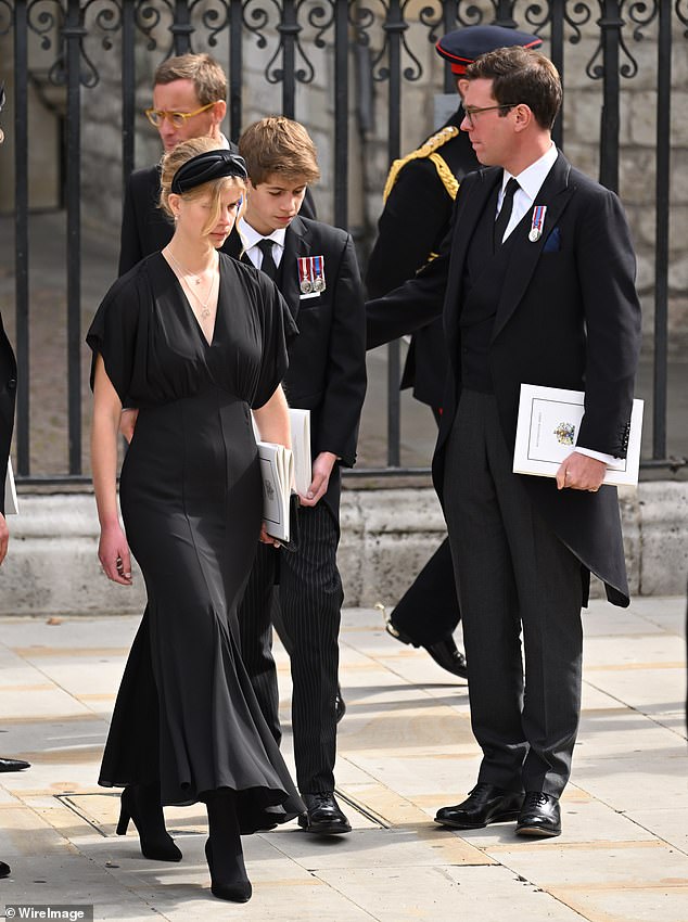 James and Lady Louise attending the Queen's funeral at Westminster Abbey in 2022